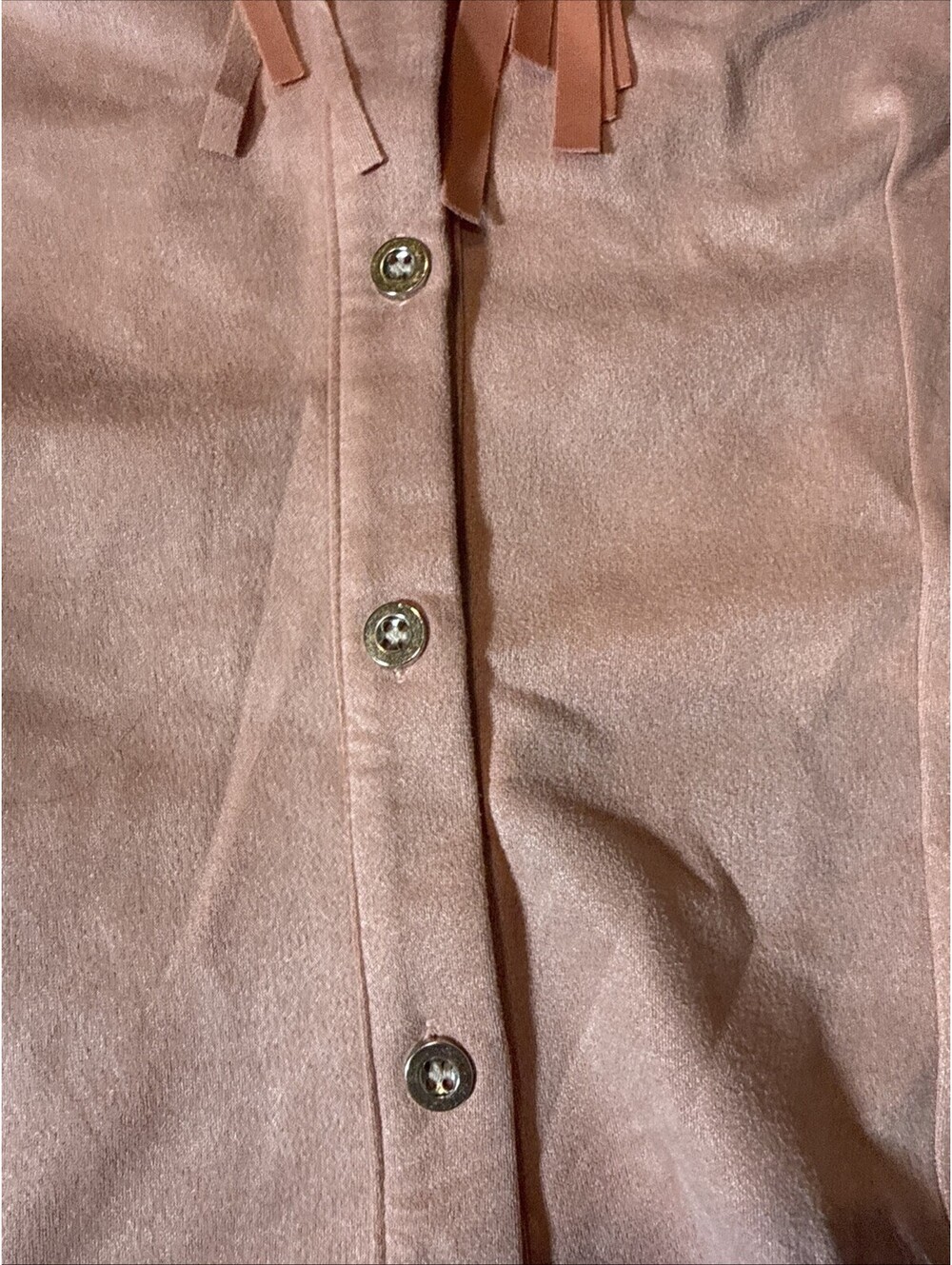 Freiheit Fringe Out Jacket Shirt sz L Pink Faux Suede (2133) - Picture 5 of 9